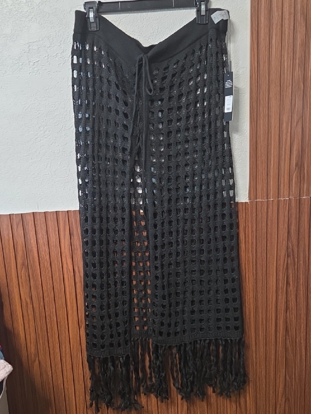 Fashion Nova Black Crochet Fringe Swim Coverup New W Tag